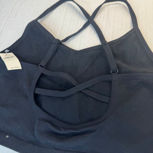 OFFLINE by Aerie Seamless Longline Sports Bra Strappy Back Black Medium NWT - Picture 6 of 8